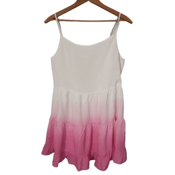 Beach by Exist Mini Dress Dip Dyed Ombre Strappy Back Tiered Ruffles Medium. - Picture 12 of 12